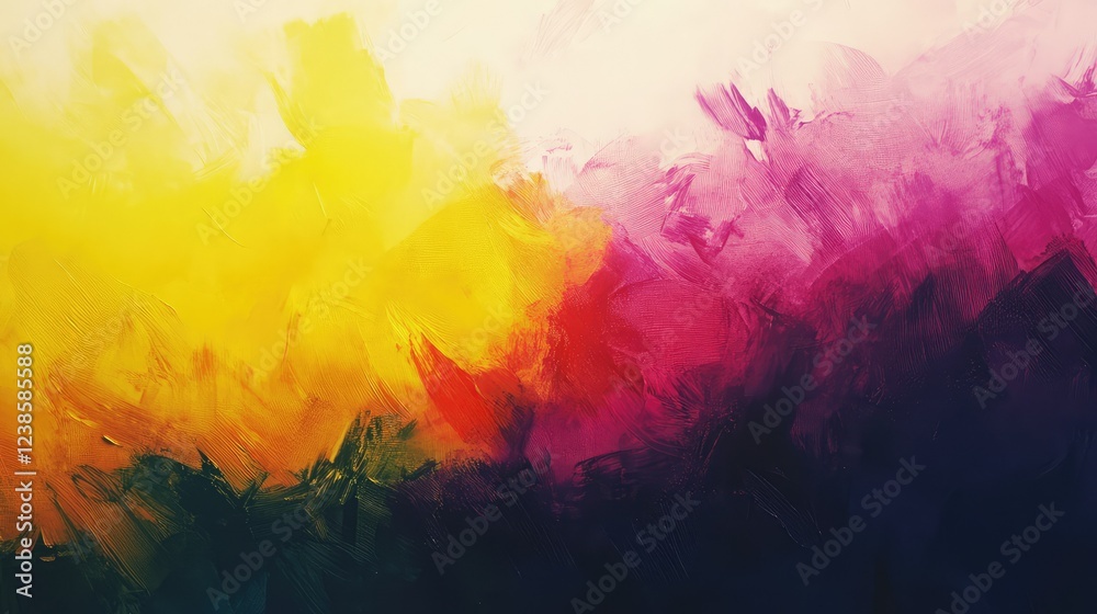 Vibrant Abstract Background with Blending Yellow, Pink, and Deep Purple Colors Creating a Dynamic and Energetic Artistic Atmosphere for Creative Projects