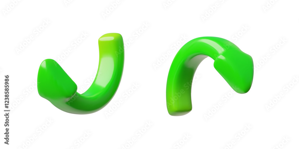 Circle arrows green color up and down directions 3D cartoon design, vector volume turn arrows, reload or refresh symbol Circle arrows green color up and down directions 3D cartoon design, vector volume turn arrows, reload or refresh symbol