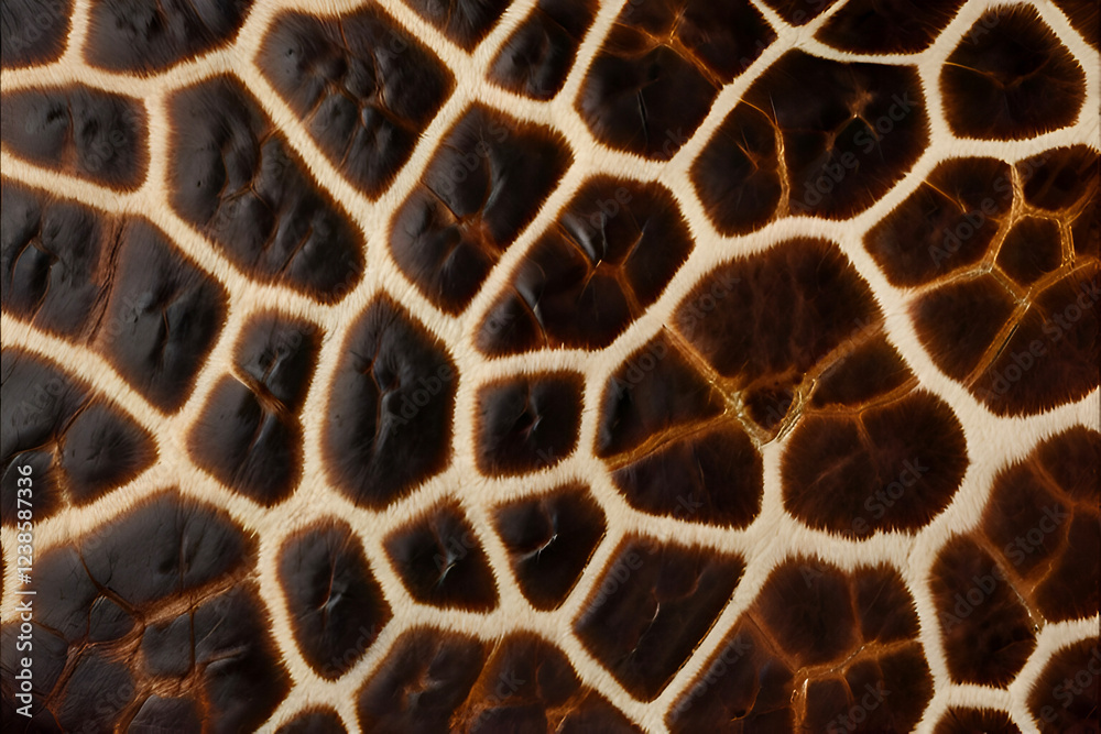 An illustration of giraffe leather texture with distinct spot patterns and smooth, textured skin surfaces. An illustration of giraffe leather texture with distinct spot patterns and smooth, textured skin surfaces.