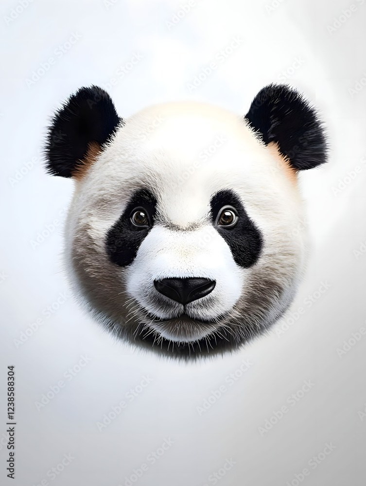 Naklejka premium Adorable Panda Bear Face Close Up, Realistic Digital Art