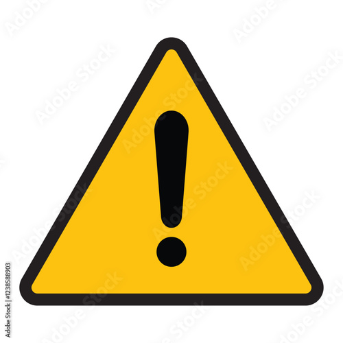 Hazard warning attention sign with exclamation mark symbol in a orange - yellow triangle. Danger Attention icon. Vector illustration isolated on a white background EPS 10. 