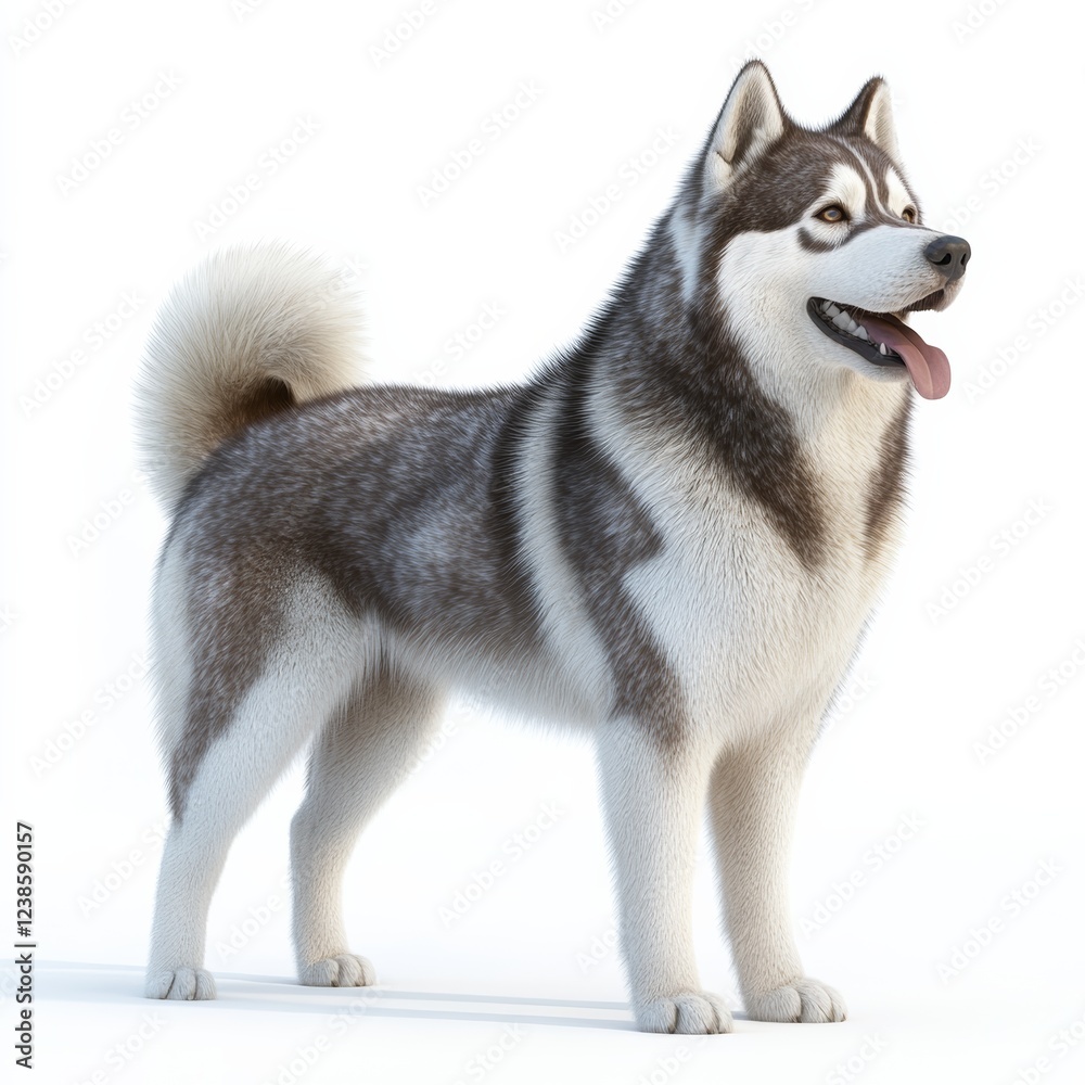 Proudly Standing 3D Render of Canadian Eskimo Dog on White Background Proudly Standing 3D Render of Canadian Eskimo Dog on White Background