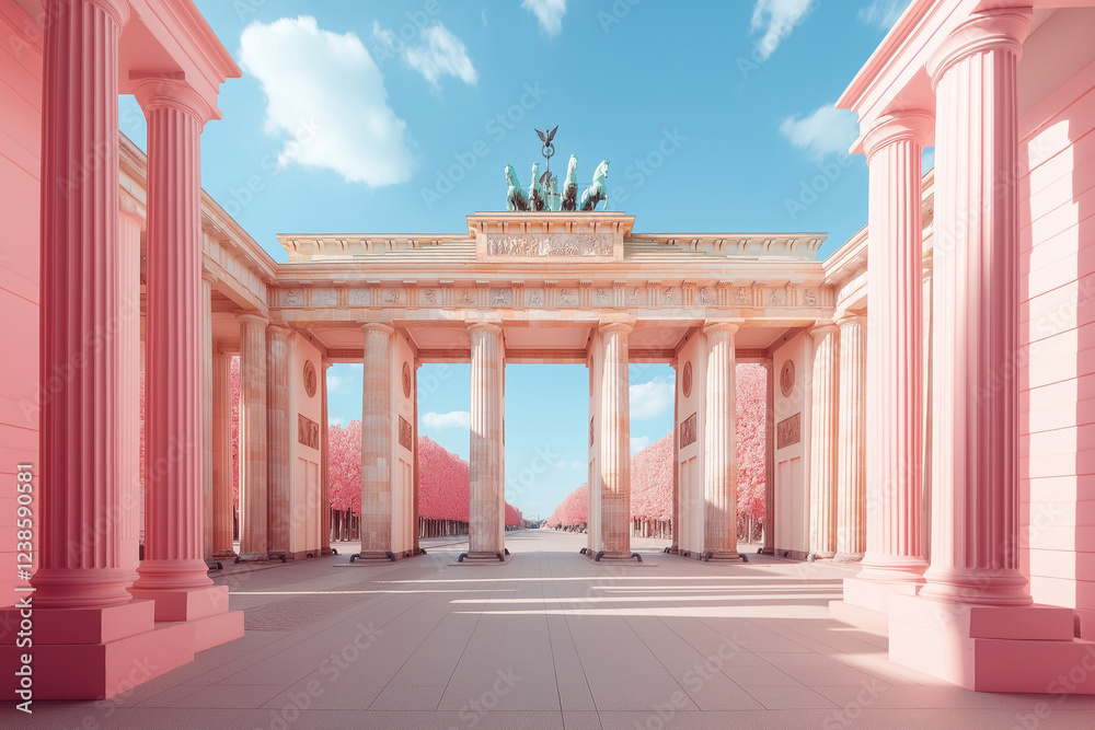 Fototapeta premium The pink and white building is a monument in the city of Berlin