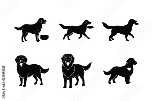 Golden Retriever silhouette set in black and white