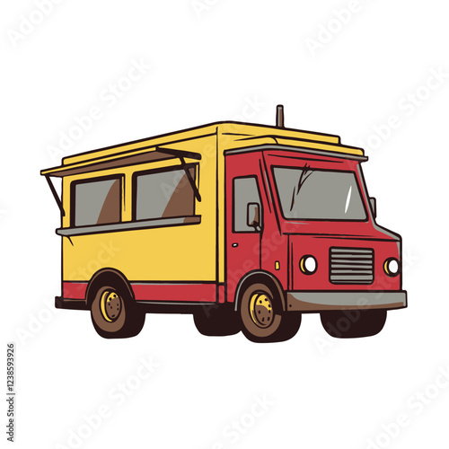 Vector cartoon food truck clip art white background