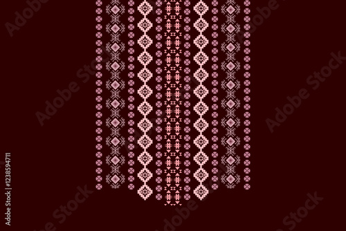 Ethnic Neck embroidery traditional pattern. Geometric native traditional oriental style. Designs for Neck embroidery, Neck wear, Neckline, Fabric, Cloth, Men and women fashion, Collar shirt, decor