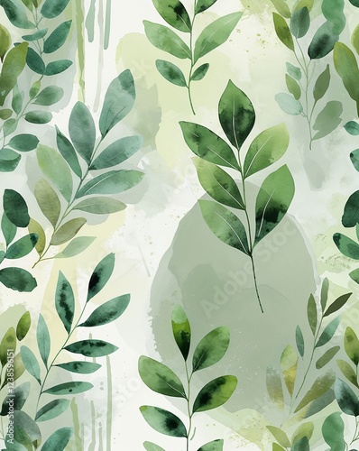 Wallpaper Mural Muted pistachio green with soft blended leaf designs and light watercolor streaks abstract background Torontodigital.ca