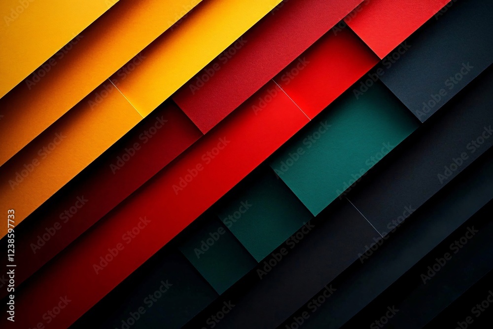 Obraz premium A modern abstract geometric composition perfect for Black History Month promotions, art projects, and creative social media content featuring copy space for text.
