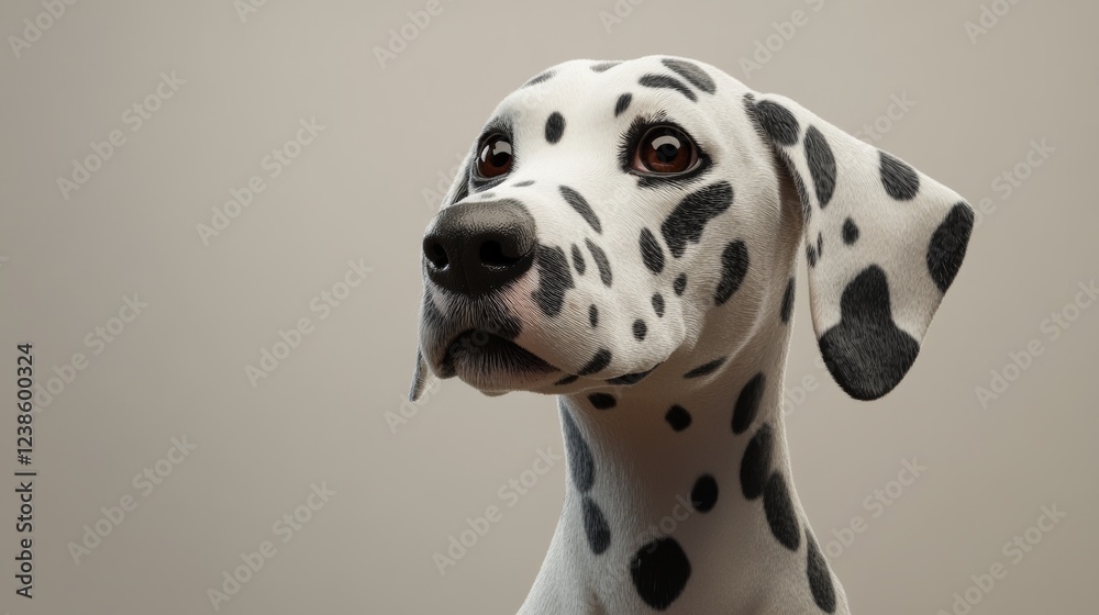 3D Dalmatian Dog with Alert Pose and Slight Head Tilt 3D Dalmatian Dog with Alert Pose and Slight Head Tilt
