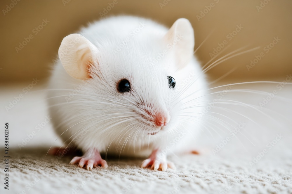 white cute mouse on a soft textured surface white cute mouse on a soft textured surface