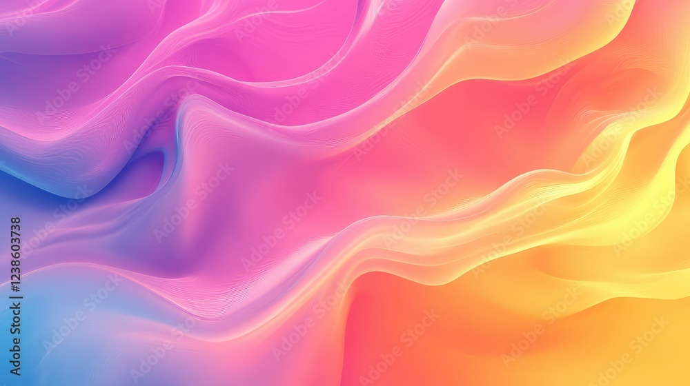 Obraz premium Vibrant Abstract Waves of Color Blending Together in a Smooth Fashion Creating a Dreamlike Background Artwork for Creative Projects and Designs