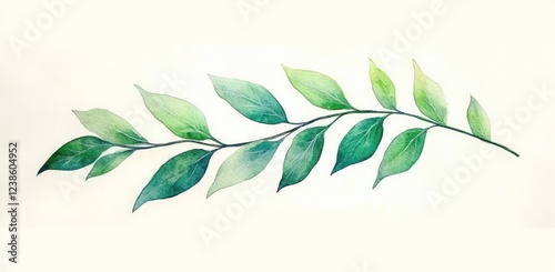 Watercolor Green Leaf Branch Illustration for Border Design and Chapter Divider Hand Painted Ivy Art