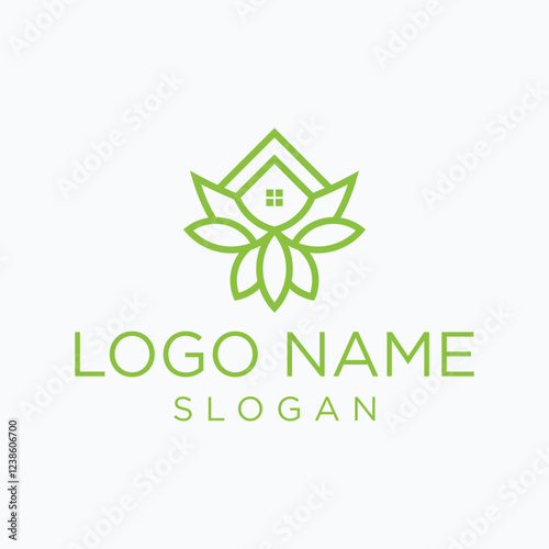 House Home Roof Roofing Housing Realtor Leaf Green Nature Natural Vector Logo Design Illustration