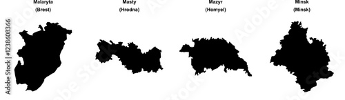 Malaryta, Masty, Mazyr, Minsk outline maps