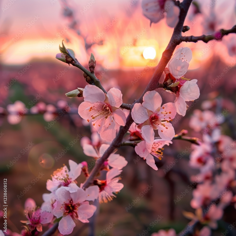 Fototapeta premium Dreamy Spring Scene with Almond Blossoms