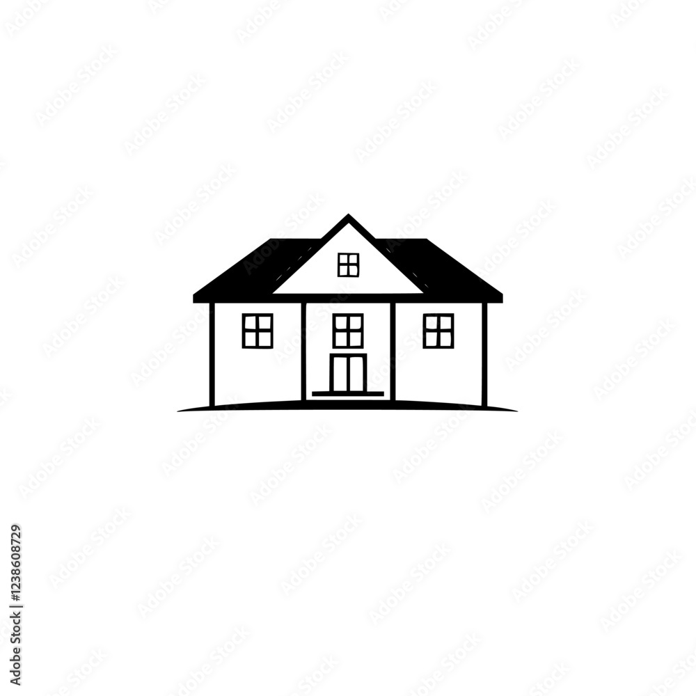 Simple House Icon: Minimalist Black and White Home Design Illustration - Perfect for Real Estate and Architecture Simple House Icon: Minimalist Black and White Home Design Illustration - Perfect for Real Estate and Architecture
