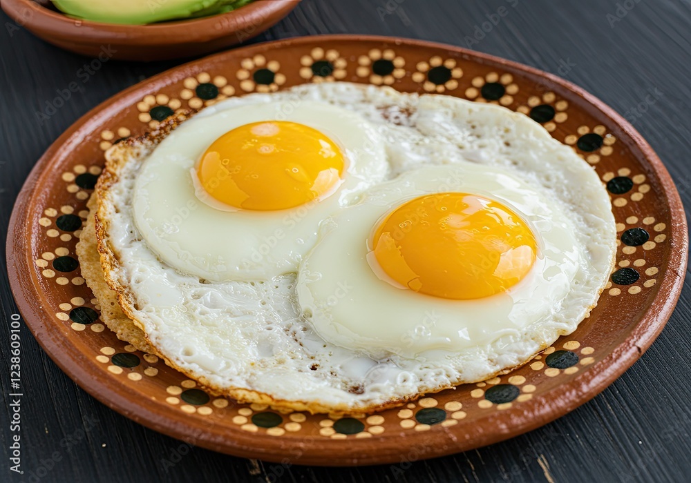 fried eggs on traditional mexican dish fried eggs on traditional mexican dish