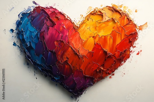 Vibrant heart-shaped abstract painting