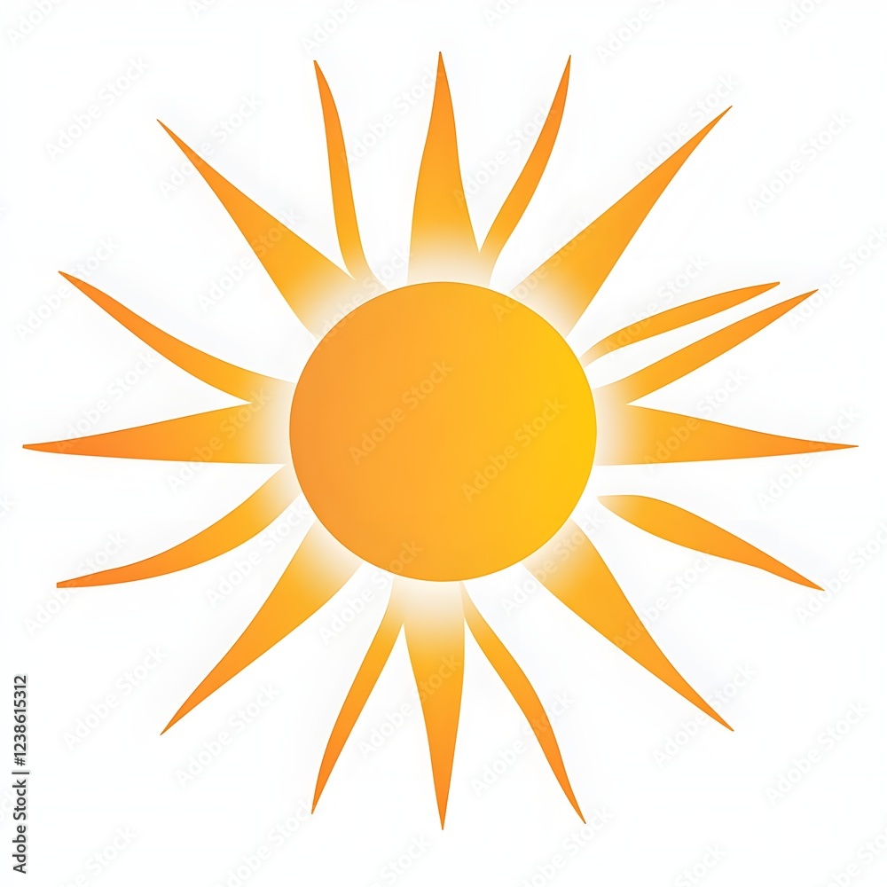 sun icon with bold yellow and orange rays on a clear background. sun icon with bold yellow and orange rays on a clear background.