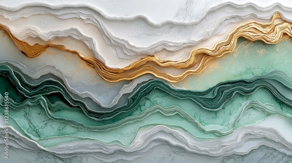 custom made wallpaper toronto digitalAbstract Gold, Green, and White Layered Marble Texture Art Print: Modern, Elegant Wall Decor, Stylish Home Canvas Artwork, Premium Quality Digital Image for Interior Design