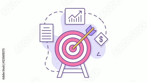 corporate goals and financial objectives animation, mission and values and target animated video, business corporation Clip,Staying on Target footage, Sales and Marketing management motion graphics