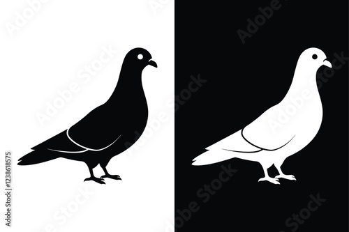 High-Quality Pigeon Bird Silhouette Vector for Designers