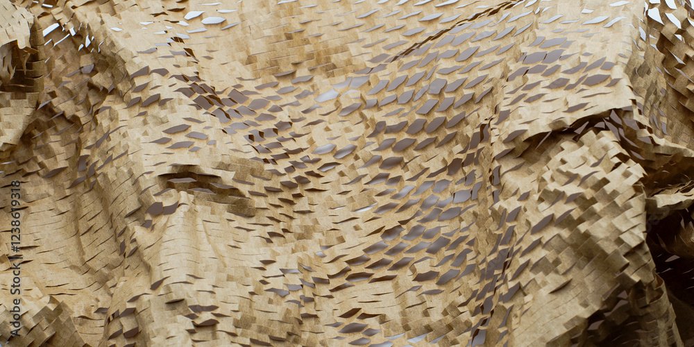 Naklejka premium Eco friendly brown paper honeycomb texture wrap background for product packaging parcel carton box