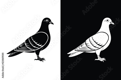 High-Quality Pigeon Bird Silhouette Vector for Designers