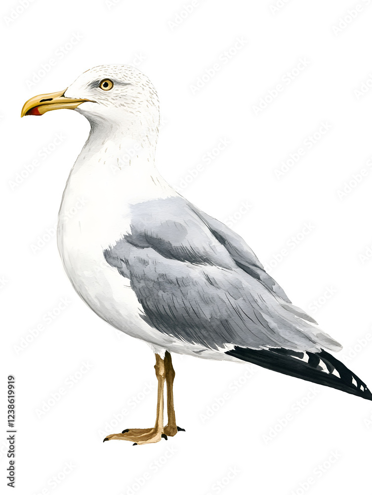 European Herring Gull: A Detailed Illustration European Herring Gull: A Detailed Illustration