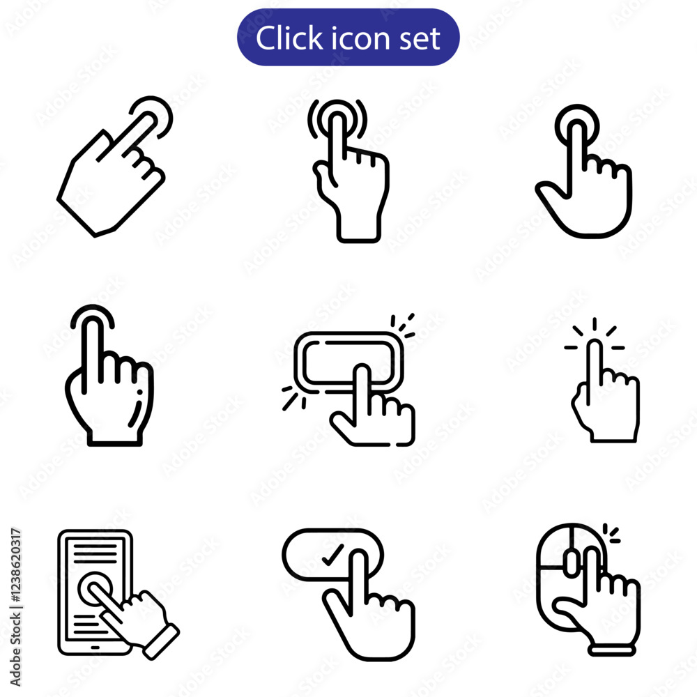 Fototapeta premium Hand cursor icon set. click icon vector. hand click. pointer vector art illustration on white background use for web and app design. 