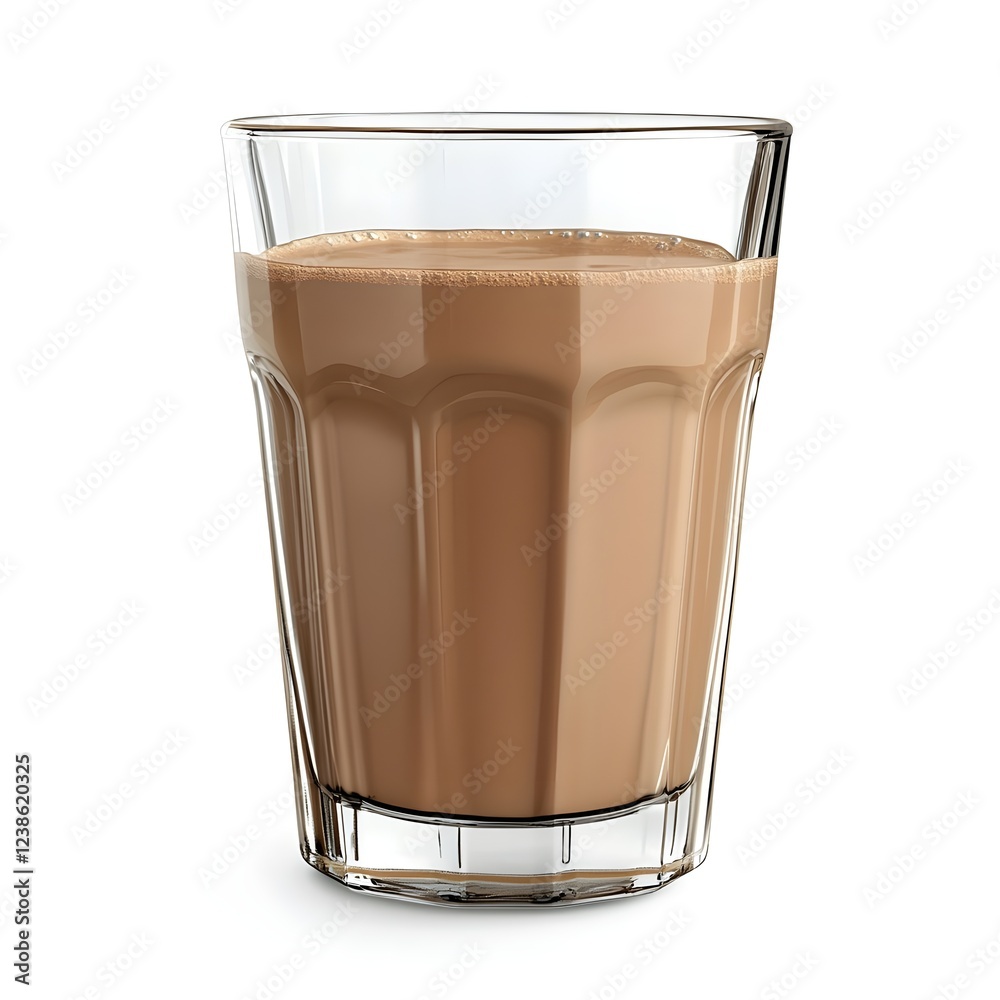 glass with chocolate milk isolated on clean white background Generative Ai. glass with chocolate milk isolated on clean white background Generative Ai.