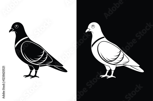 High-Quality Pigeon Bird Silhouette Vector for Designers