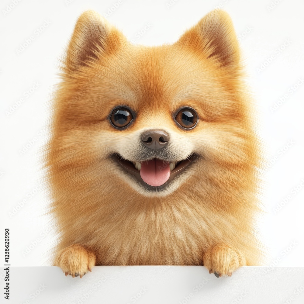Obraz premium Cheerful 3D Rendered Pomeranian Dog Tilting Its Head in Joy