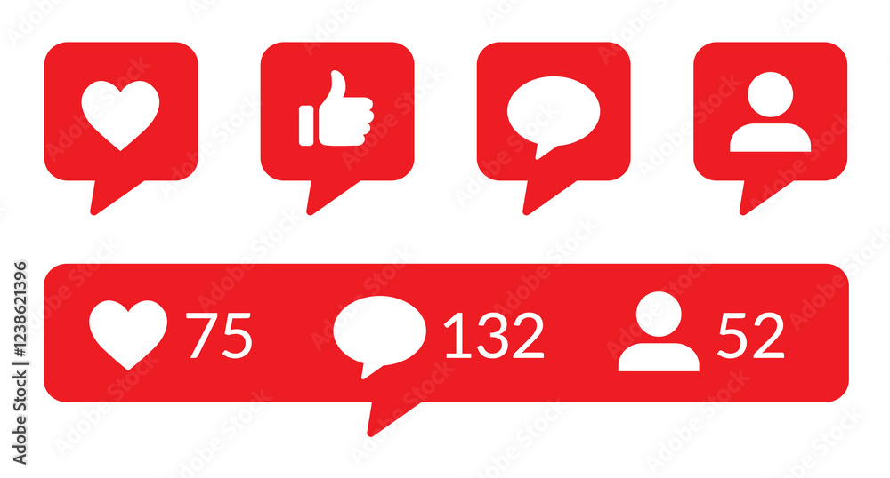 Set of social media icons in speech bubble form - Vector Illustration - v3