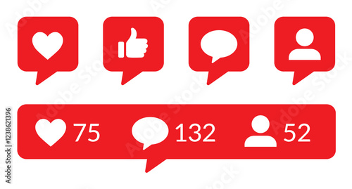 Obraz na płótnie Set of social media icons in speech bubble form - Vector Illustration - v3 w salonie