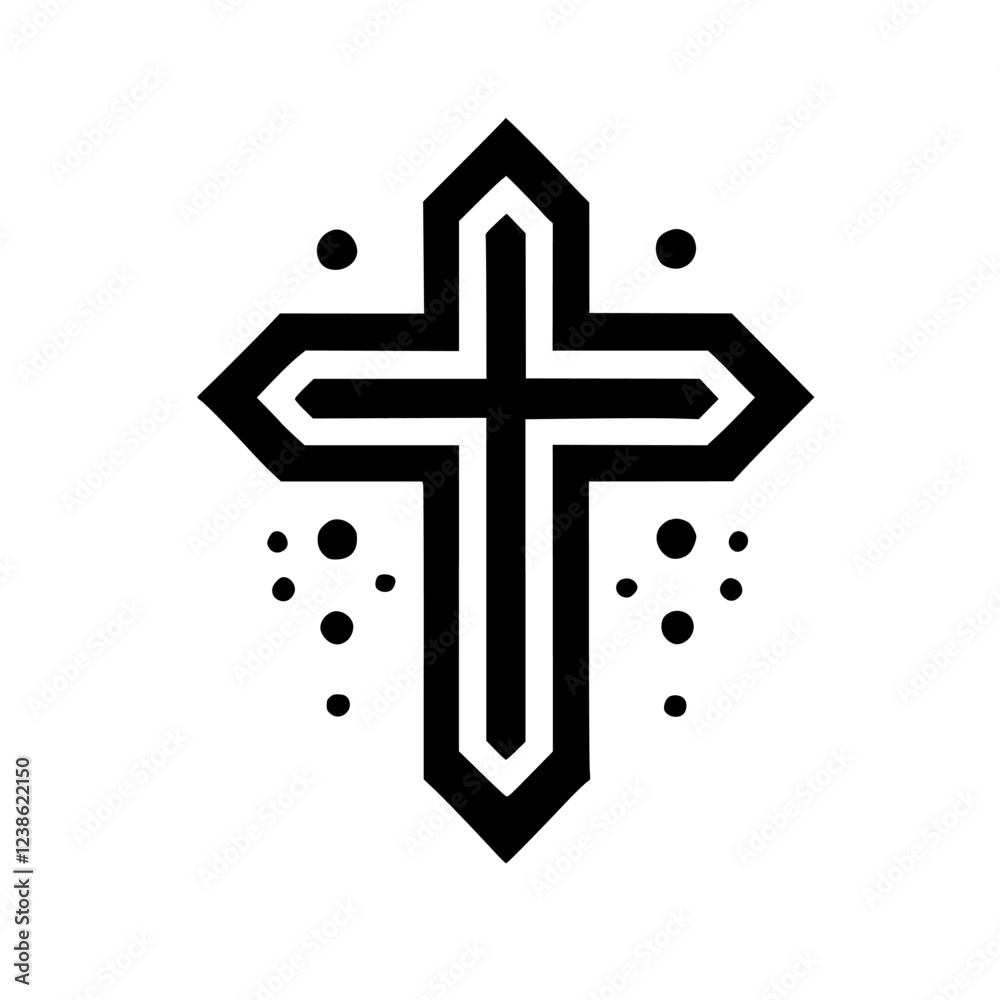 Obraz premium Geometric Cross: A Minimalist Christian Symbol of Faith, Hope, and Spirituality