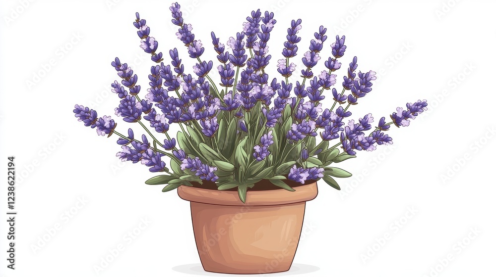 Obraz premium Vibrant Lavender Plant in Decorative Pot with Purple Flowers