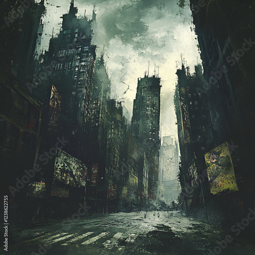 castle in the forest, Urban Dystopian Cityscape