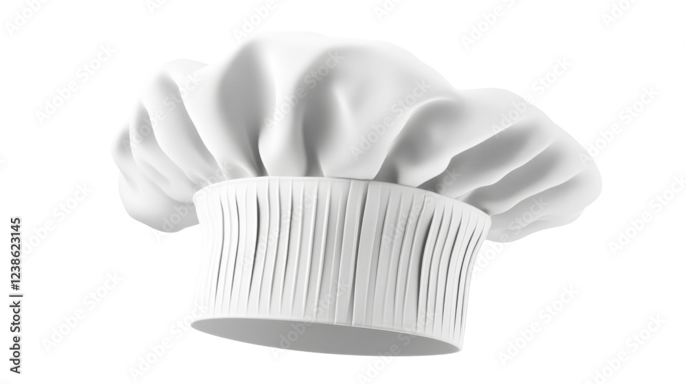 Classic white chef hat floating on transparent background Classic white chef hat floating on transparent background