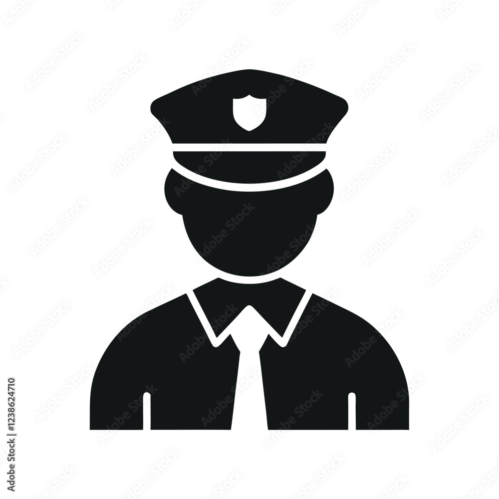 Silhouette of a uniformed officer. Silhouette of a uniformed officer.