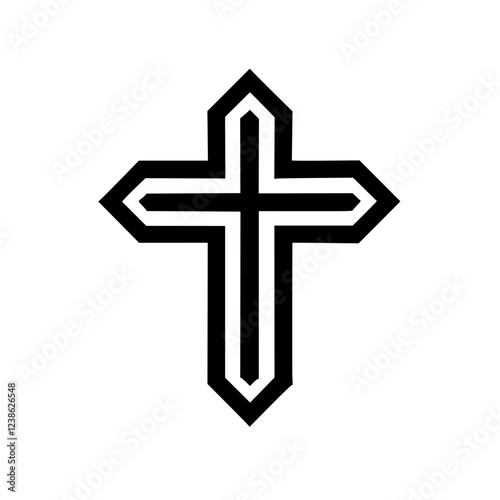 Black Cross: A Minimalist Christian Religious Symbol, conveying faith, hope, and spirituality. Perfect for religious art, design, and spiritual projects.