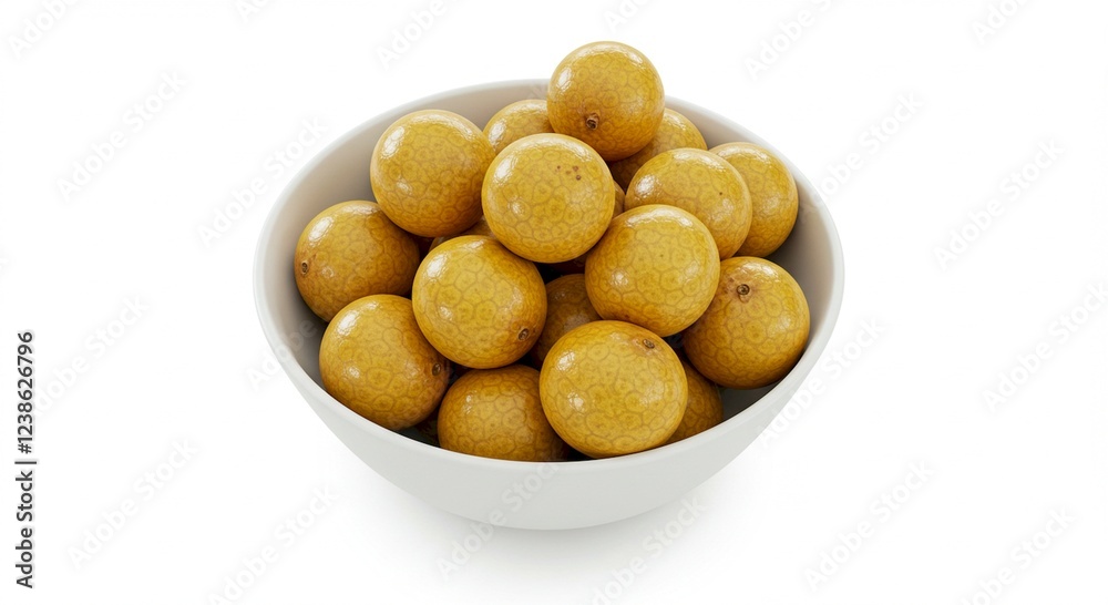 Fresh Longans in White Bowl Healthy Fruit Asian Cuisine