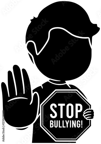 stop illustration bullying silhouette abuse logo violence icon aggression outline kid problem bully child awareness school social stress victim shape kids vector graphic background