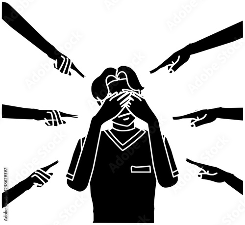 stop illustration bullying silhouette abuse logo violence icon aggression outline kid problem bully child awareness school social stress victim shape kids vector graphic background