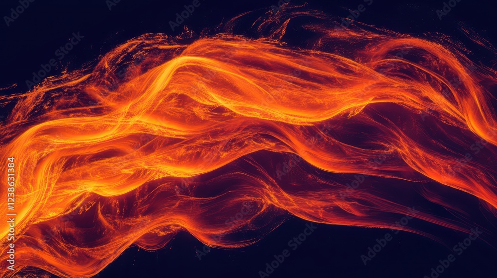 Fototapeta premium Bright orange and red curved lines with a gradient effect, creating the illusion of fire and energy