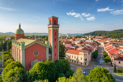 Photography Aerial view of the old town of Kezmarok in the Spis region of eastern Slovakia