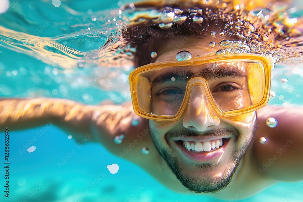 Fototapeta premium Indian boys swimming underwater in the pool