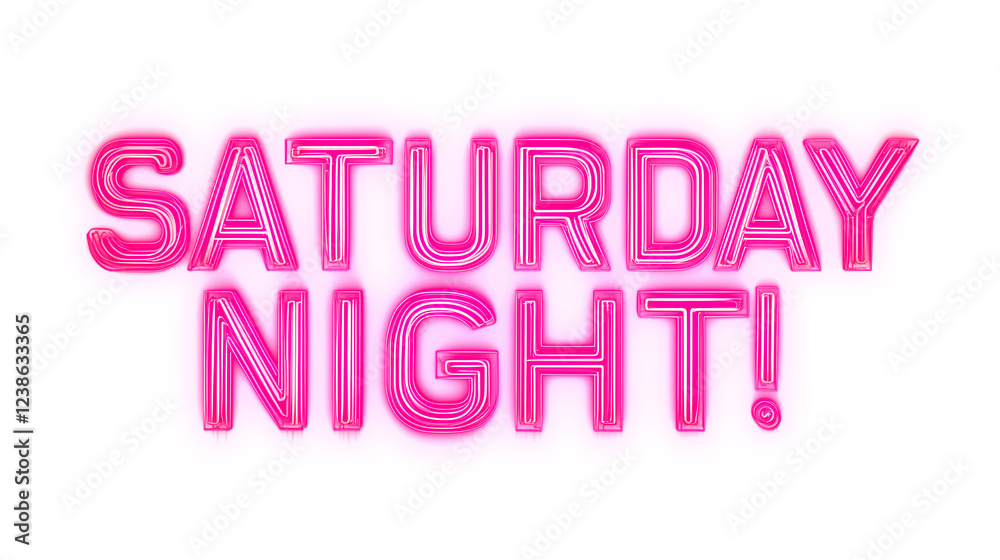 Saturday Night Neon Sign with Soft Glow on Transparent Background Saturday Night Neon Sign with Soft Glow on Transparent Background