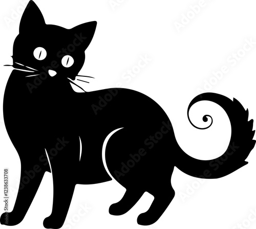 vector illustration of black cat