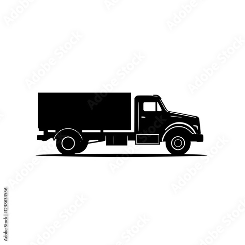 Black Silhouette of a Cargo Truck: A Powerful Image for Transportation and Logistics Businesses photo